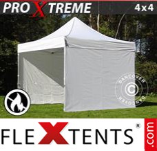 Schnellbauzelt FleXtents Xtreme 4x4m Weiß, Flammenhemmend, mit 4 wänden