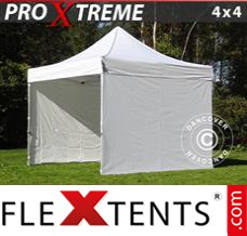 Schnellbauzelt FleXtents Xtreme 4x4m Weiß, mit 4 wänden