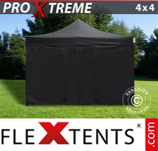 Schnellbauzelt FleXtents Xtreme 4x4m Schwarz, mit 4 wänden