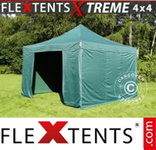 Schnellbauzelt FleXtents Xtreme 4x4m Grün, inkl. 4 wänden