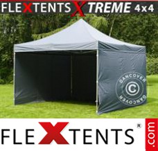 Schnellbauzelt FleXtents Xtreme 4x4m Grau, inkl. 4 wänden