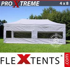 Schnellbauzelt FleXtents Xtreme 4x8m Weiß, mit 6 wänden