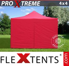 Schnellbauzelt FleXtents Xtreme 4x4m Rot, mit 4 wänden