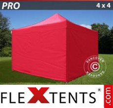 Schnellbauzelt FleXtents PRO 4x4m Rot, mit 4 wänden