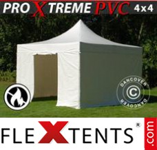 Schnellbauzelt FleXtents Xtreme Heavy Duty 4x4 m, Weiß inkl. 4 wänden