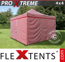 Schnellbauzelt FleXtents Xtreme 4x4m Gestreift, mit 4 wänden