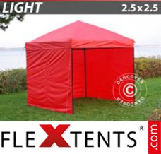 Schnellbauzelt FleXtents Light 2,5x2,5m Rot, mit 4 wänden