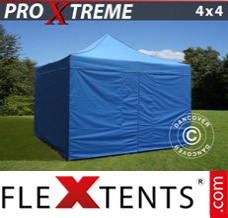 Schnellbauzelt FleXtents Xtreme 4x4m Blau, inkl. 4 wänden