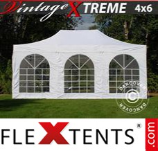 Schnellbauzelt FleXtents Xtreme Vintage Style 4x6m Weiß, mit 8 wänden
