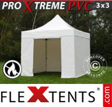 Schnellbauzelt FleXtents Xtreme Heavy Duty 3x3 m, Weiß inkl. 4 wänden
