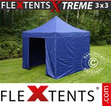 Schnellbauzelt FleXtents Xtreme 3x3m Dunkeblau, mit 4 wänden
