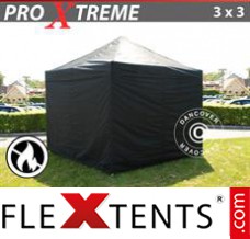 Schnellbauzelt FleXtents Xtreme 3x3m Schwarz, mit 4 wänden