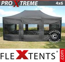 Schnellbauzelt FleXtents Xtreme 4x6m Schwarz, mit 8 wänden