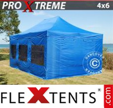 Schnellbauzelt FleXtents Xtreme 4x6m Blau, inkl. 8 wänden