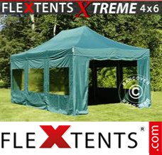 Schnellbauzelt FleXtents Xtreme 4x6m Grün, mit 8 wänden