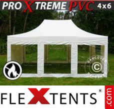 Schnellbauzelt FleXtents Xtreme Heavy Duty 4x6m Weiß, mit 8 wänden