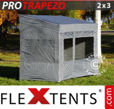 Schnellbauzelt FleXtents PRO Trapezo 2x3m Grau, mit 4 wänden