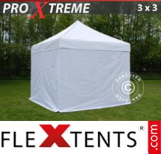 Schnellbauzelt FleXtents Xtreme 3x3m Weiß, mit 4 wänden