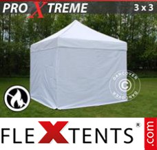 Schnellbauzelt FleXtents Xtreme 3x3m Weiß, Flammenhemmend, mit 4 wänden