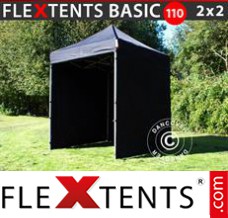 Schnellbauzelt FleXtents Basic 110, 2x2m Schwarz, mit 4 wänden
