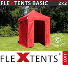 Schnellbauzelt FleXtents Basic, 2x2m Rot, mit 4 wänden