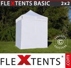 Schnellbauzelt FleXtents Basic, 2x2m Weiß, mit 4 wänden