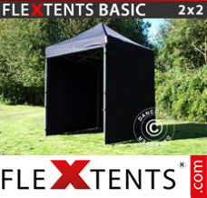Schnellbauzelt FleXtents Basic, 2x2m Schwarz, mit 4 wänden