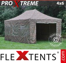 Schnellbauzelt FleXtents Xtreme 4x6m Camouflage, mit 8 wänden