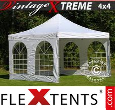 Schnellbauzelt FleXtents Xtreme Vintage Style 4x4m Weiß, mit 4 wänden