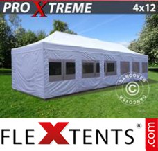 Schnellbauzelt FleXtents Xtreme 4x12m Weiß, mit wänden