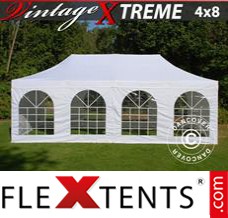 Schnellbauzelt FleXtents Xtreme Vintage Style 4x8m Weiß, mit 6 wänden