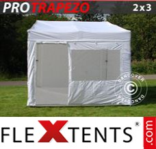 Schnellbauzelt FleXtents PRO Trapezo 2x3m Weiß, mit 4 wänden