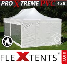 Schnellbauzelt FleXtents Xtreme Heavy Duty 4x8m Weiß, mit 6 wänden