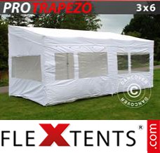 Schnellbauzelt FleXtents PRO Trapezo 3x6m Weiß, mit 4 wänden