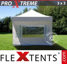 Schnellbauzelt FleXtents Xtreme 3x3m Weiß, mit 4 wänden