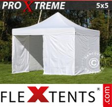 Schnellbauzelt FleXtents Xtreme 5x5m Weiß, mit 4 wänden