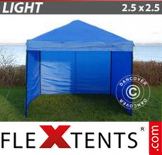 Schnellbauzelt FleXtents Light 2,5x2,5m Blau, mit 4 wänden