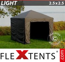 Schnellbauzelt FleXtents Light 2,5x2,5m Schwarz, mit 4 wänden