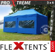 Schnellbauzelt FleXtents Xtreme 3x6m Blau, inkl. 6 wänden