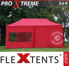 Schnellbauzelt FleXtents Xtreme 3x6m Rot, mit 6 wänden