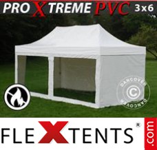 Schnellbauzelt FleXtents Xtreme Heavy Duty 3x6m Weiß, mit 6 wänden