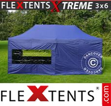 Schnellbauzelt FleXtents Xtreme 3x6m Dunkeblau, mit 6 wänden