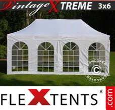 Schnellbauzelt FleXtents Xtreme Vintage Style 3x6m Weiß, mit 6 wänden