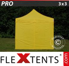 Schnellbauzelt FleXtents PRO 3x3m Gelb, mit 4 wänden